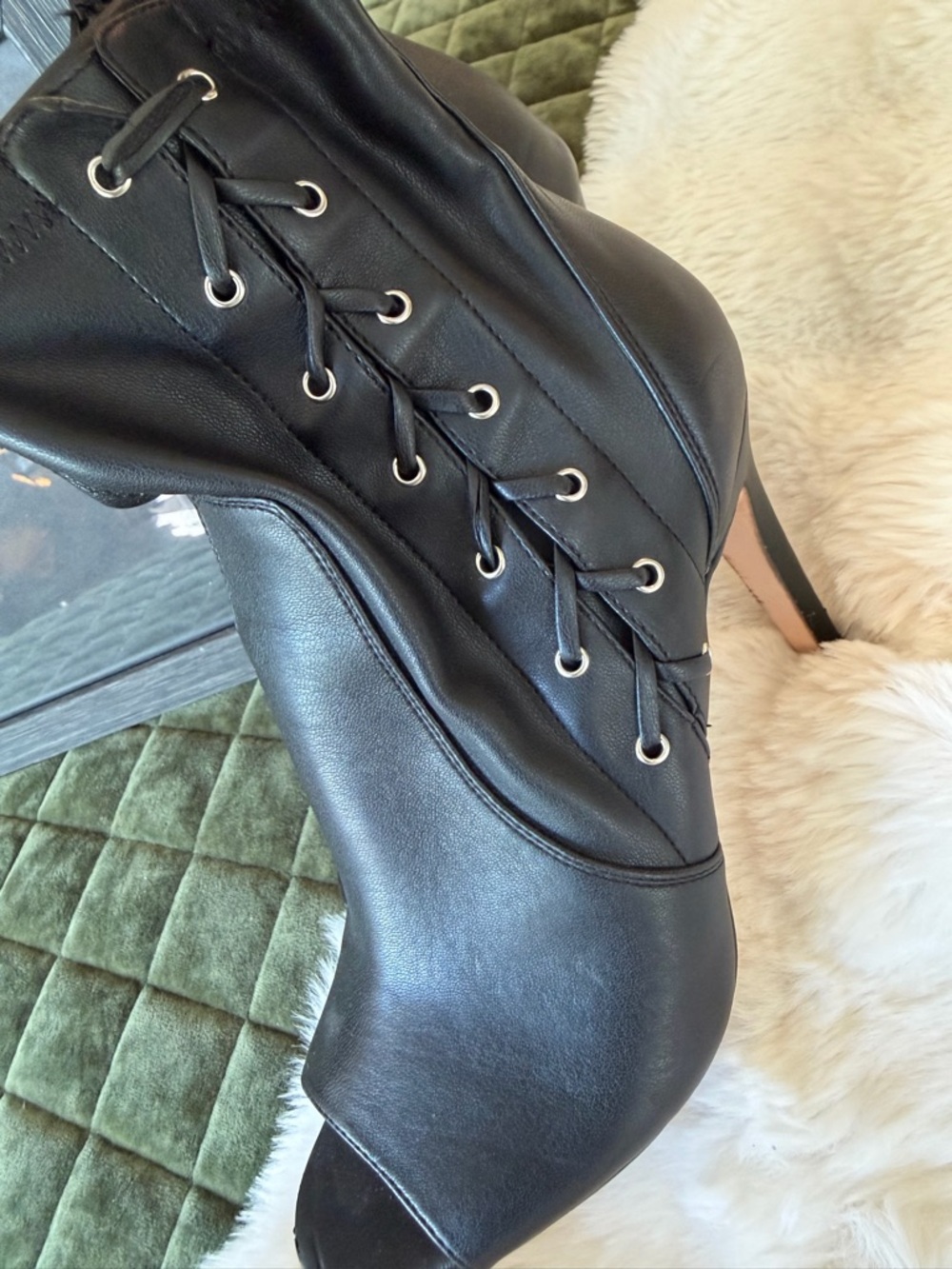 Jessica Simpson Black Lace-Up High Heel Ankle Booties